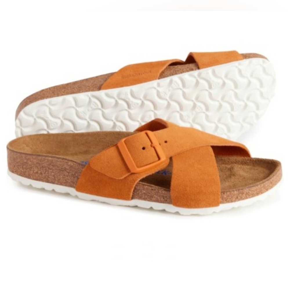 Birkenstock Orange Suede Sandals-new in box
